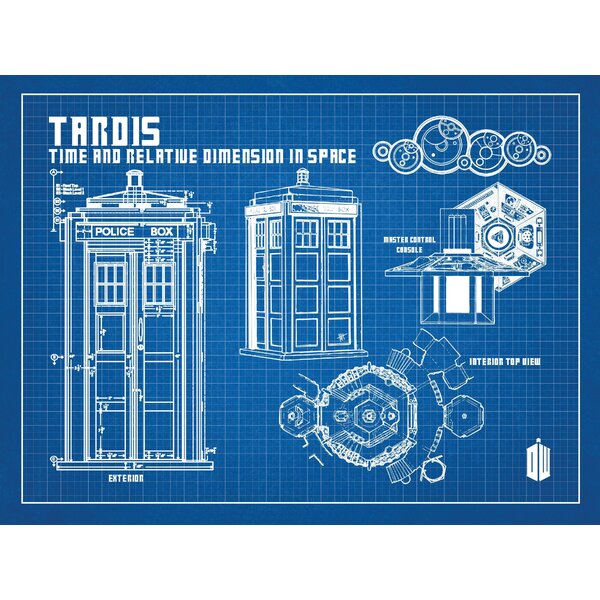 Inked And Screened Doctor Who Tardis Blueprint Graphic Art Wayfair 